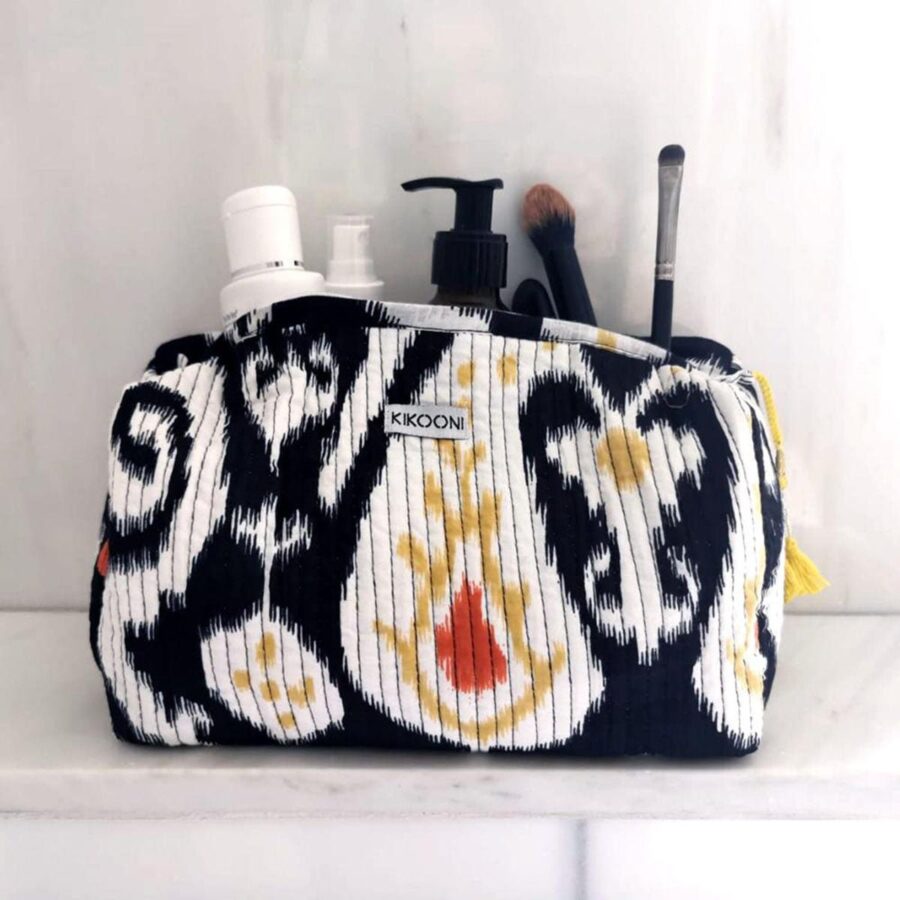 handgemaakte make-uptas BLACK IKAT - Afbeelding 2