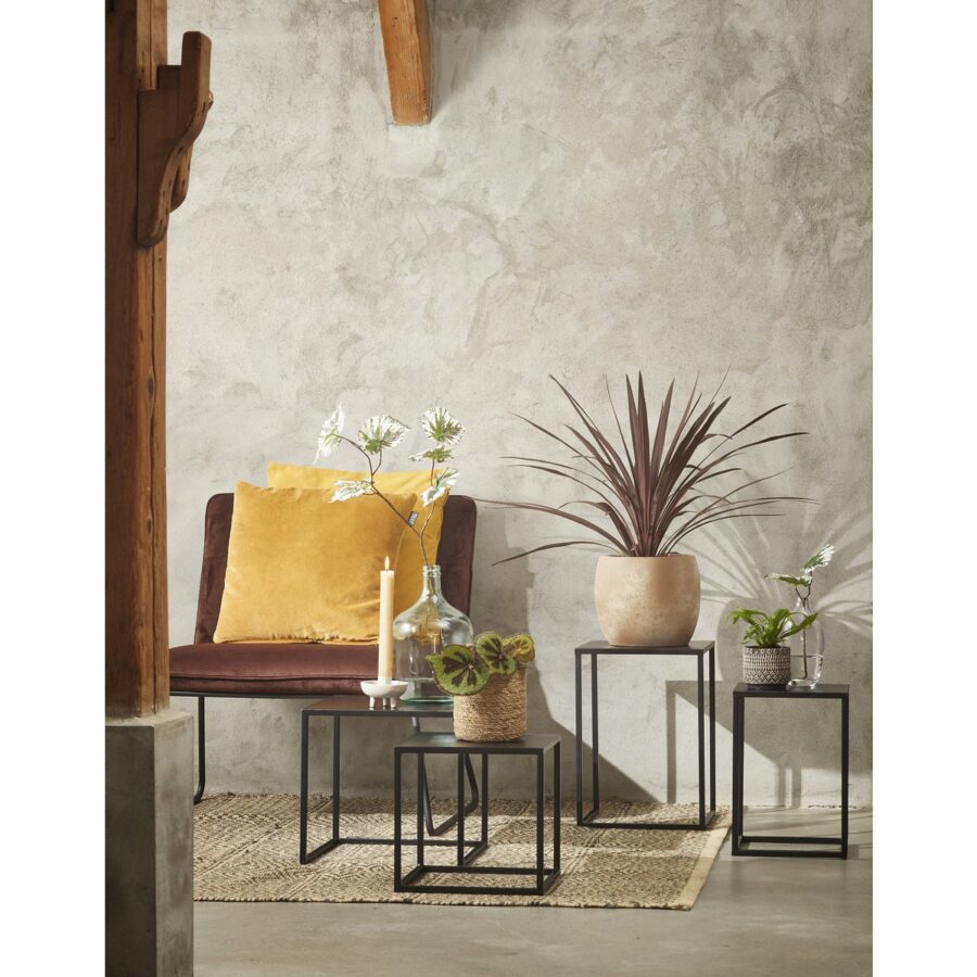 Goa Bijzettafel - Set van 2 - L30 x B30 x H42 cm - Metaal - Zwart - Afbeelding 8