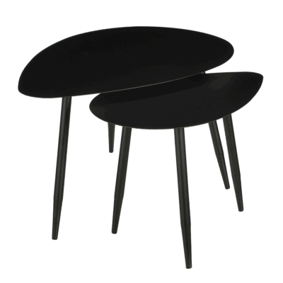 Bijzettafel - Set van 2 - L80 x B60 x H47 cm - Metaal - Zwart