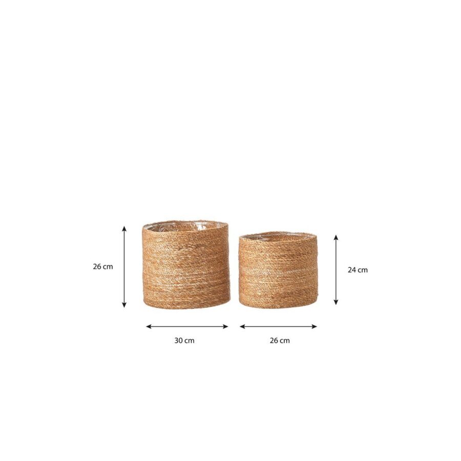 Atlantic Plantenmand - Set van 2 - H26 x Ø30 cm - Lichtbruin - Afbeelding 5
