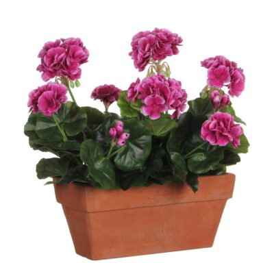 Geranium Kunstplant in Balkonbak - L29 x B13 x H40 cm - Paars