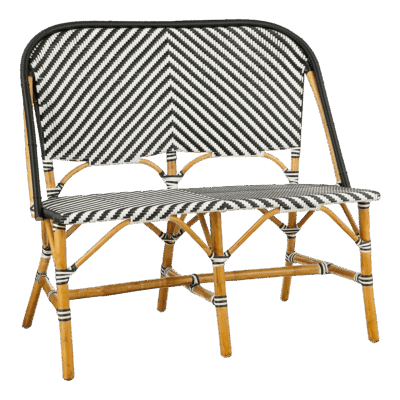 Mandox Bank voor Buiten - L98 x B60 x H93 cm - Rotan - Zwart, Wit