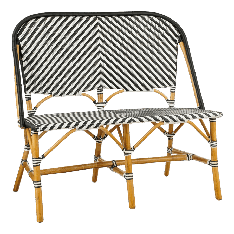 Mandox Bank voor Buiten - L98 x B60 x H93 cm - Rotan - Zwart, Wit