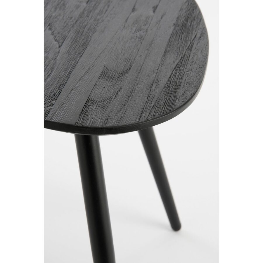 Jailey Bijzettafel - Set van 2 - L84 x B39 x H39 cm - Gerecycled Hout - Zwart - Afbeelding 3