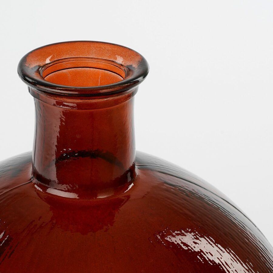 Firenza Fles Vaas - H42 x Ø34 cm - Gerecycled Glas - Donkerbruin - Afbeelding 2