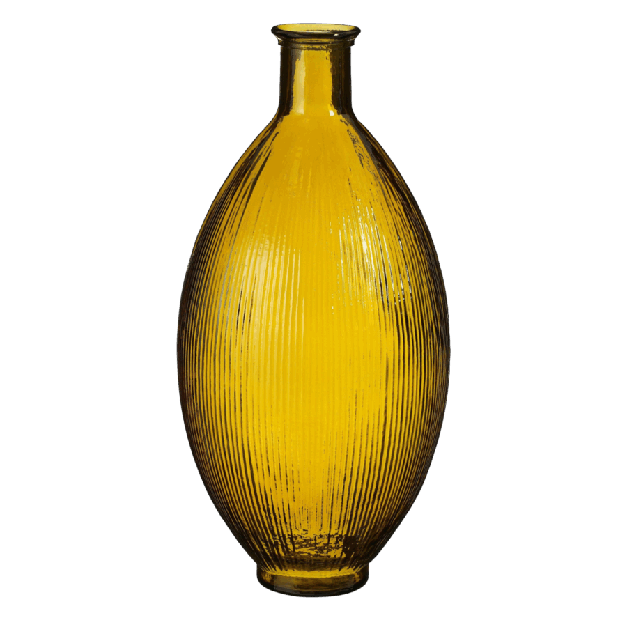 Firenza Fles Vaas - H59 x Ø29 cm - Gerecycled Glas - Oker