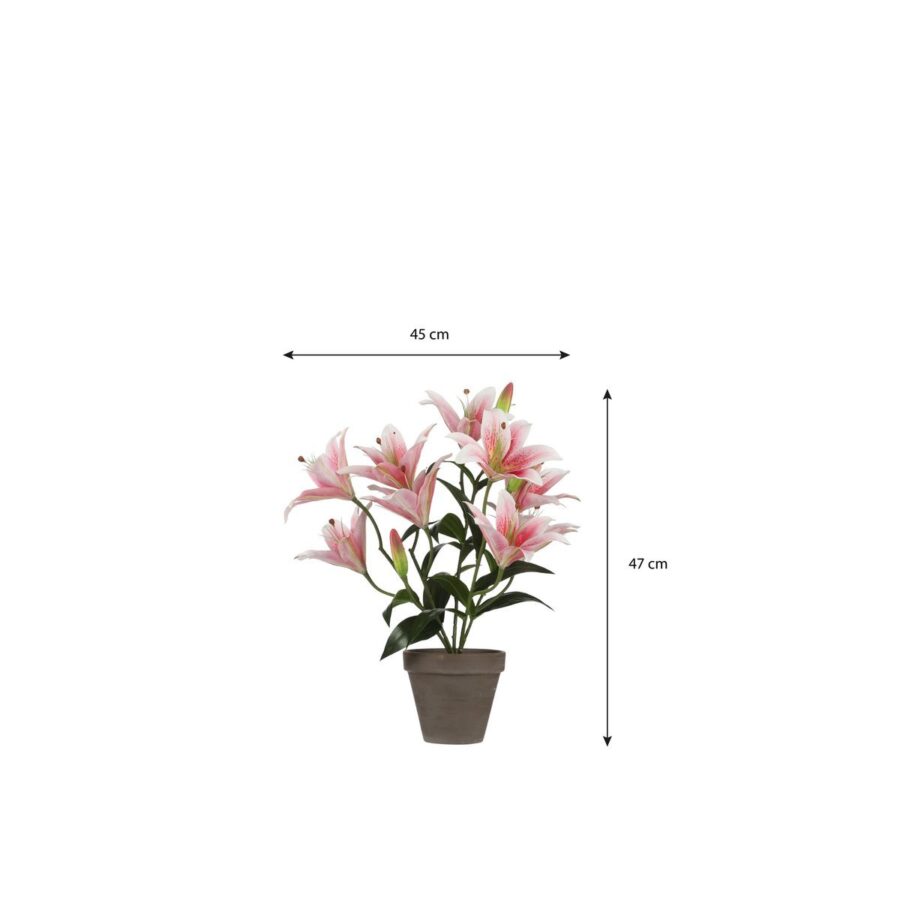 Tijgerlelie Kunstplant in Bloempot Stan - H47 x Ø45 cm - Roze - Afbeelding 5