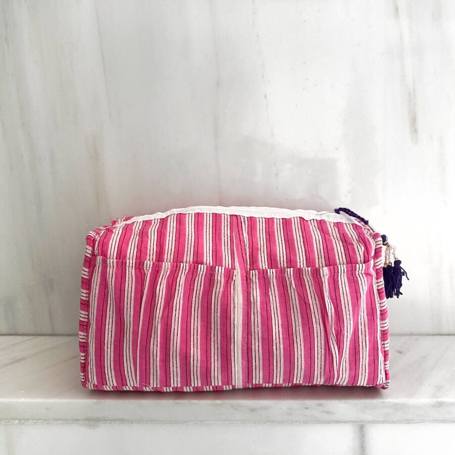 handgemaakte make-uptas 'Paarse Ikat' - Afbeelding 3
