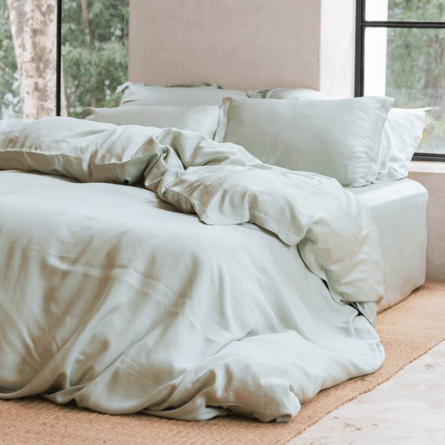 TENCEL™ - Sateen Dekbedovertrek Grijs Groen - Afbeelding 3