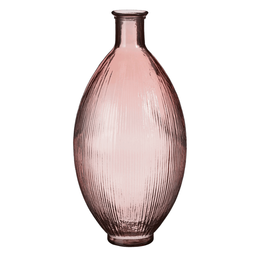 Firenza Fles Vaas - H59 x Ø29 cm - Gerecycled Glas - Lichtroze