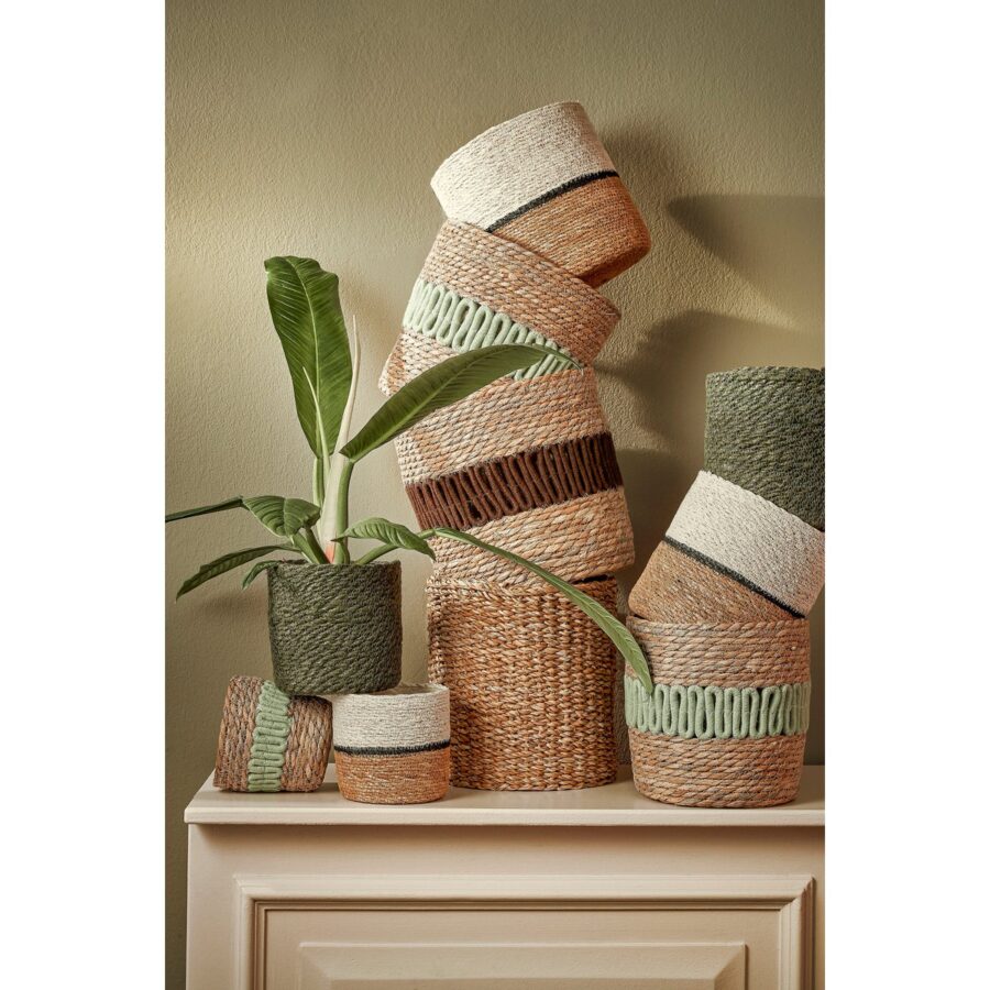 Damian Plantenmand - Set van 2 - H20 x Ø20 cm - Zeegras - Wit - Afbeelding 5