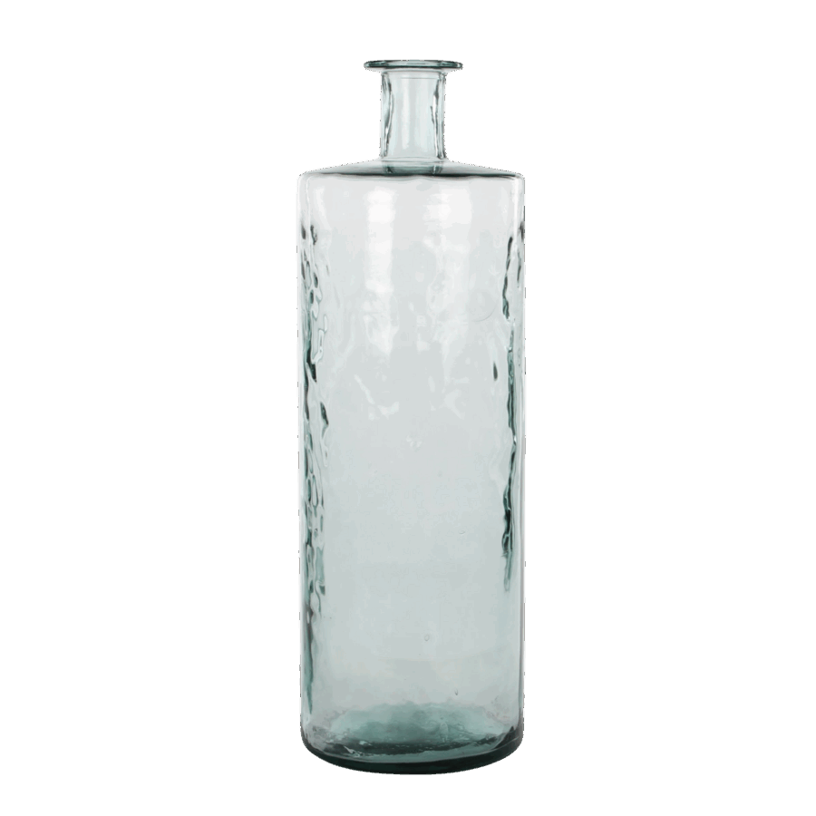 Guan Fles Vaas - H75 x Ø25 cm - Gerecycled Glas - Transparant
