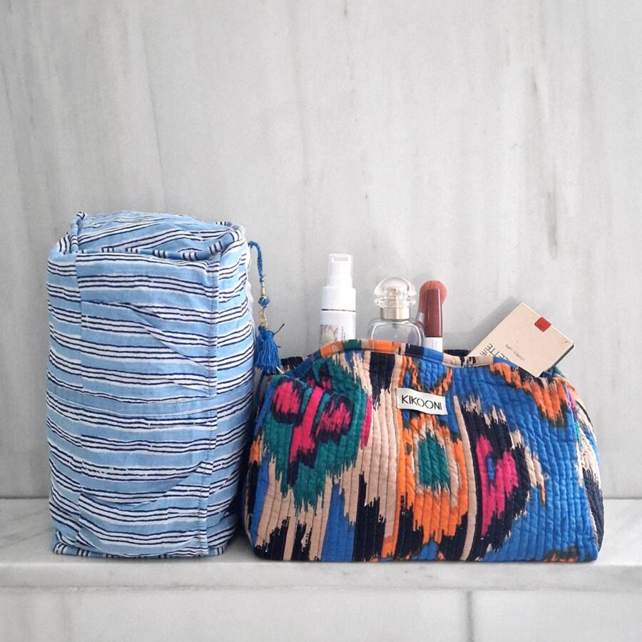 handgemaakte make-uptasje 'Ikat blauw'