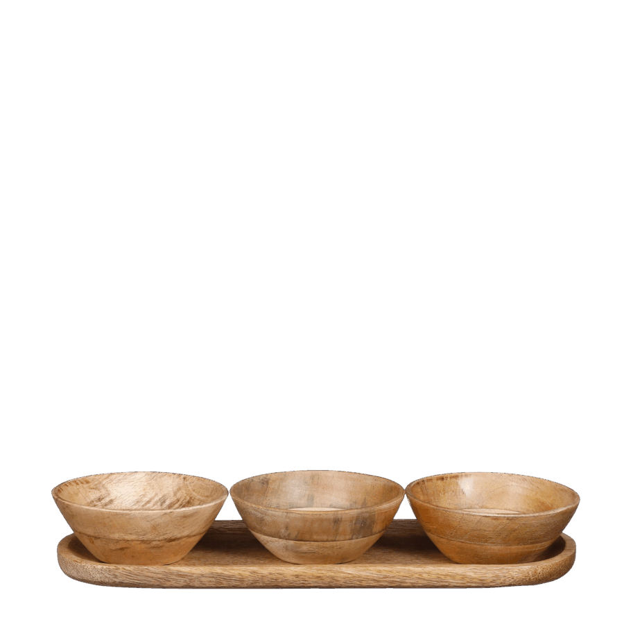 Tomar Schaaltjes en Dienblad - L35 x B12 x H5 cm - 100% FSC Mangohout - Lichtbruin