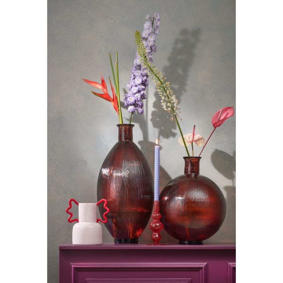 Firenza Fles Vaas - H59 x Ø29 cm - Gerecycled Glas - Donkerbruin - Afbeelding 5