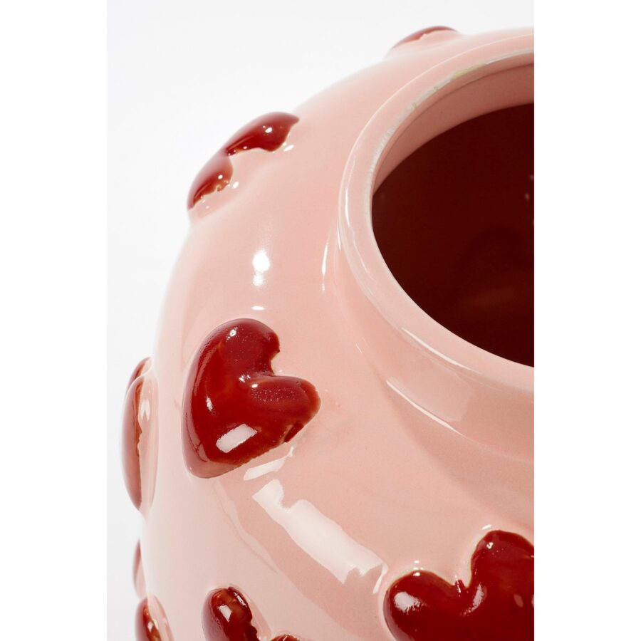 Hearts Vaas - H28 x Ø29 cm - Keramiek - Roze, Rood - Afbeelding 2