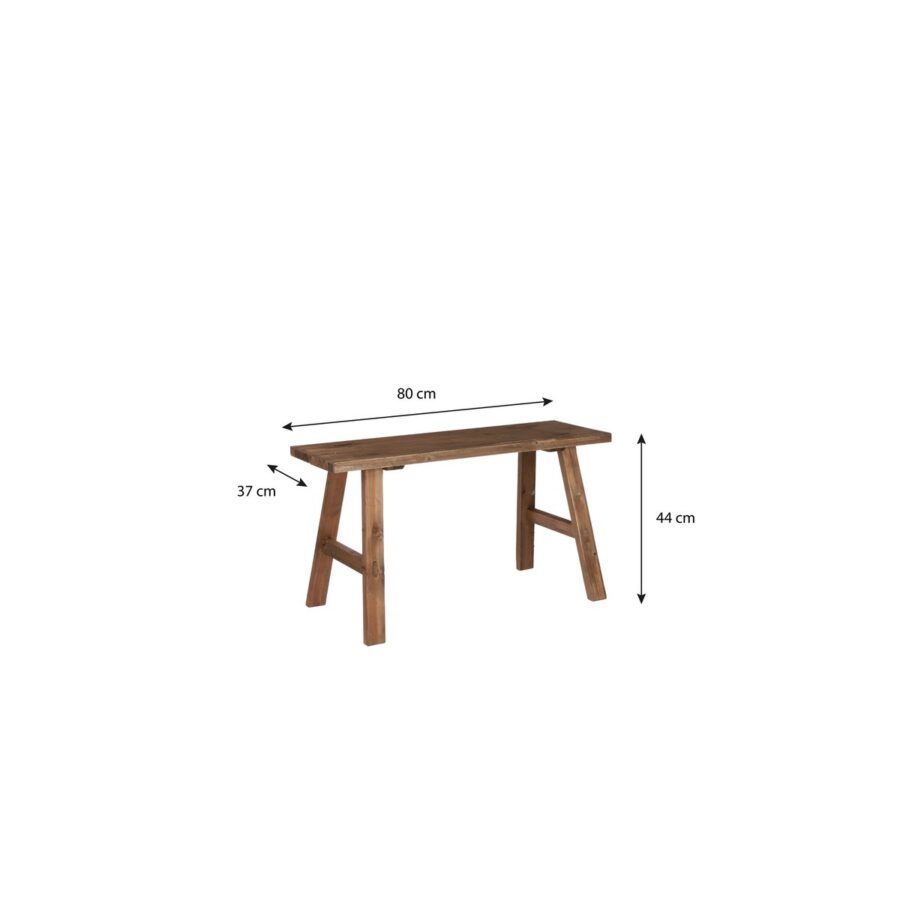 Bold Houten Bankje - L80 x B37 x H44 cm - Gerecycled Hout - Bruin - Afbeelding 4
