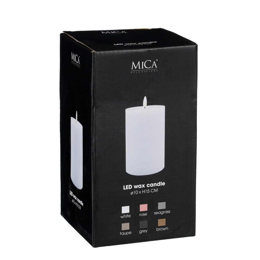 LED Kaars - H15 x Ø10 cm - Wax - Taupe - Afbeelding 3