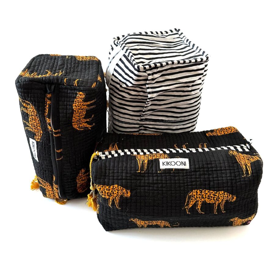 Handgemaakte make-uptasje "Black Leopard"