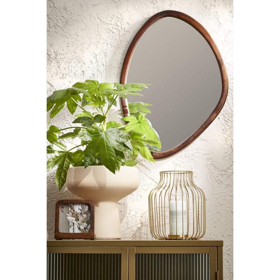Bosco Wandspiegel - L50 x B69 cm - Mangohout - Donkerbruin - Afbeelding 4