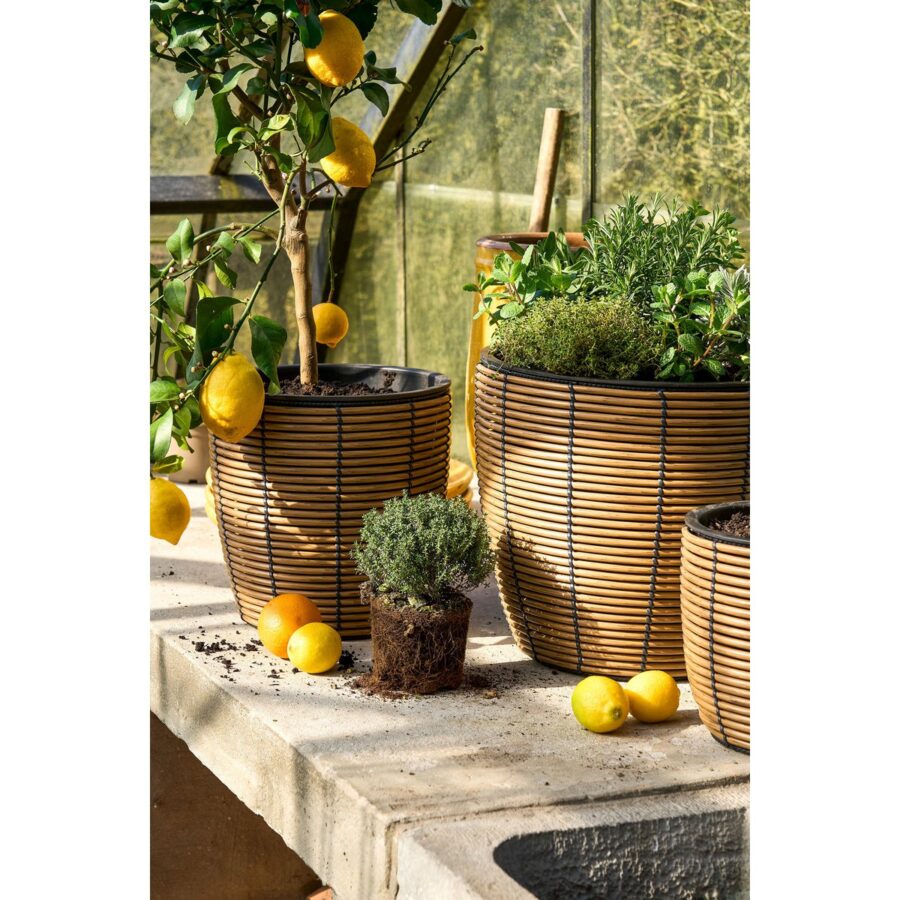 Durban Bloempot Buiten - Set van 3 - H36 x Ø40 cm - Gerecycled Plastic - Bruin - Afbeelding 7