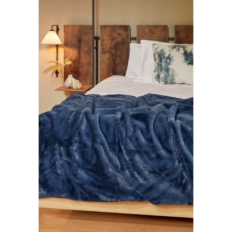 Bronte Fleece Deken - L200 x B150 cm - Donkerblauw - Afbeelding 5