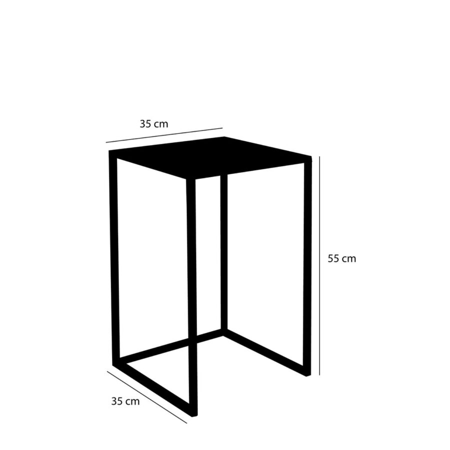 Goa Bijzettafel - Set van 2 - L35 x B35 x H55 cm - Metaal - Zwart - Afbeelding 6