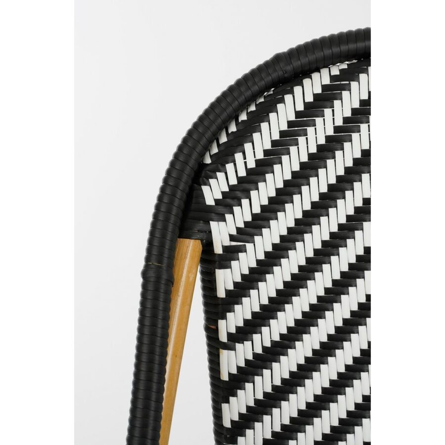 Mandox Bank voor Buiten - L98 x B60 x H93 cm - Rotan - Zwart, Wit - Afbeelding 2