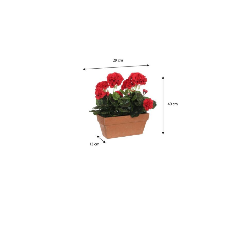 Geranium Kunstplant in Balkonbak - L29 x B13 x H40 cm - Rood - Afbeelding 4