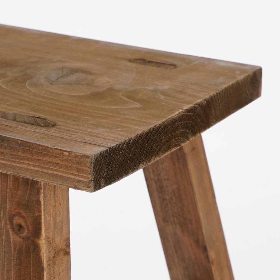 Bold Houten Krukje - L38 x B29 x H34 cm - Gerecycled Hout - Bruin - Afbeelding 2