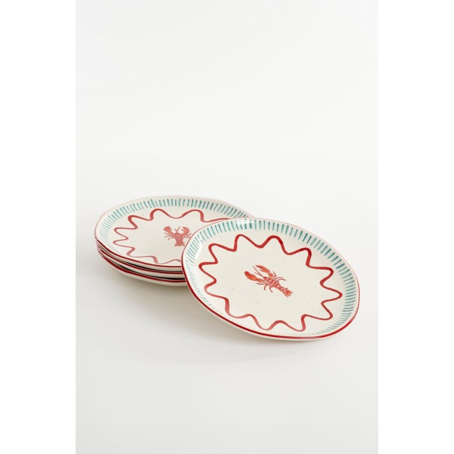 Ariane Dinerbord - Set van 4 - Ø27 cm - Steengoed - Rood - Afbeelding 3