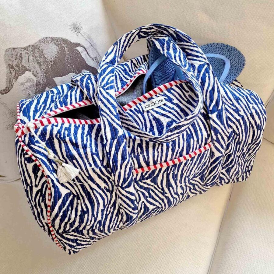 handgemaakte katoenen tas "blauwe zebra" - Afbeelding 7