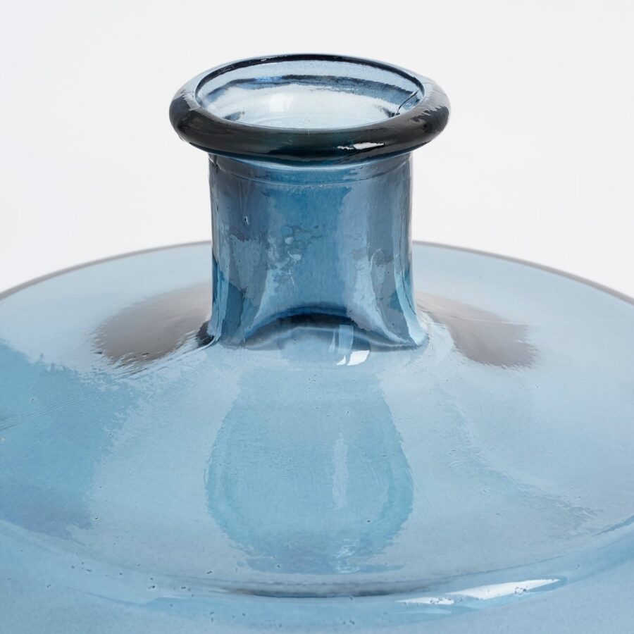Guan Fles Vaas - H26 x Ø21 cm - Gerecycled Glas - Blauw - Afbeelding 2
