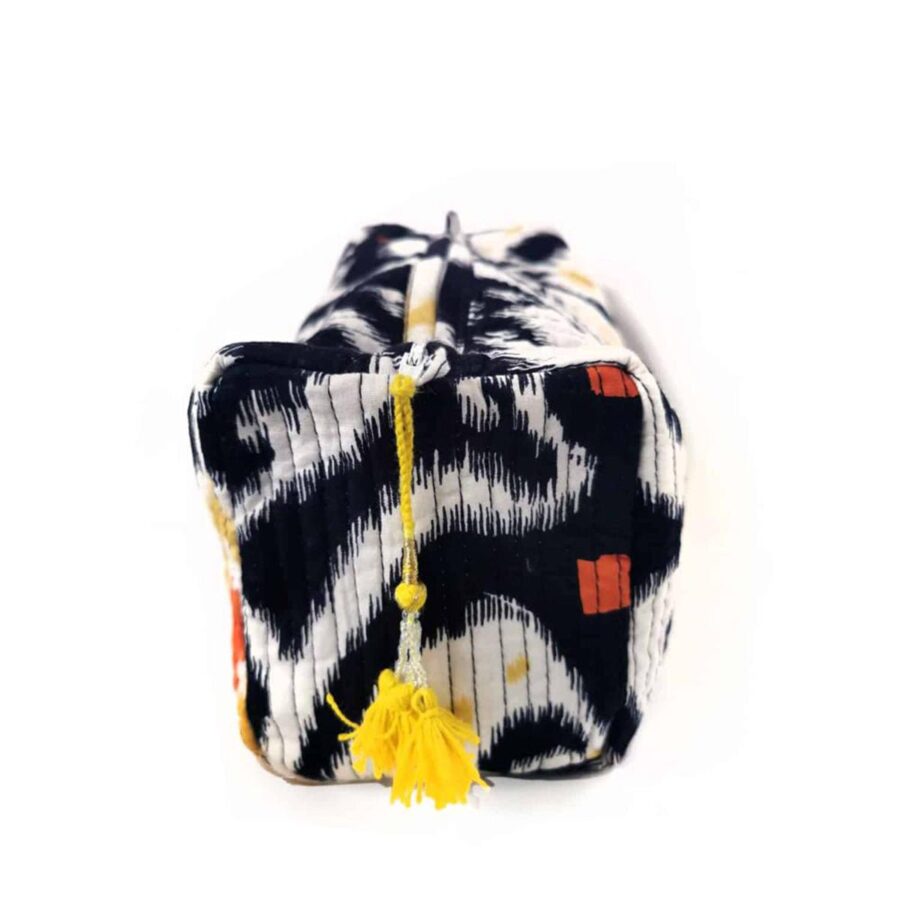 handgemaakte make-uptas BLACK IKAT - Afbeelding 3