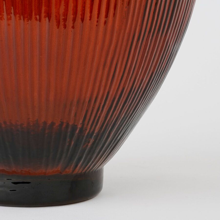 Firenza Fles Vaas - H59 x Ø29 cm - Gerecycled Glas - Donkerbruin - Afbeelding 3