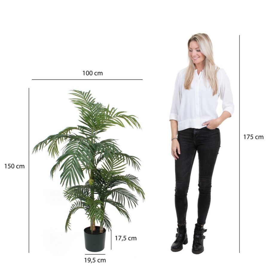 Areca palm Kunstplant - H150 x Ø100 cm - groen - Afbeelding 5