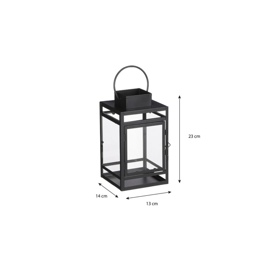 Storm Lantaarn - L14 x B13 x H23 cm - Zwart - Afbeelding 3