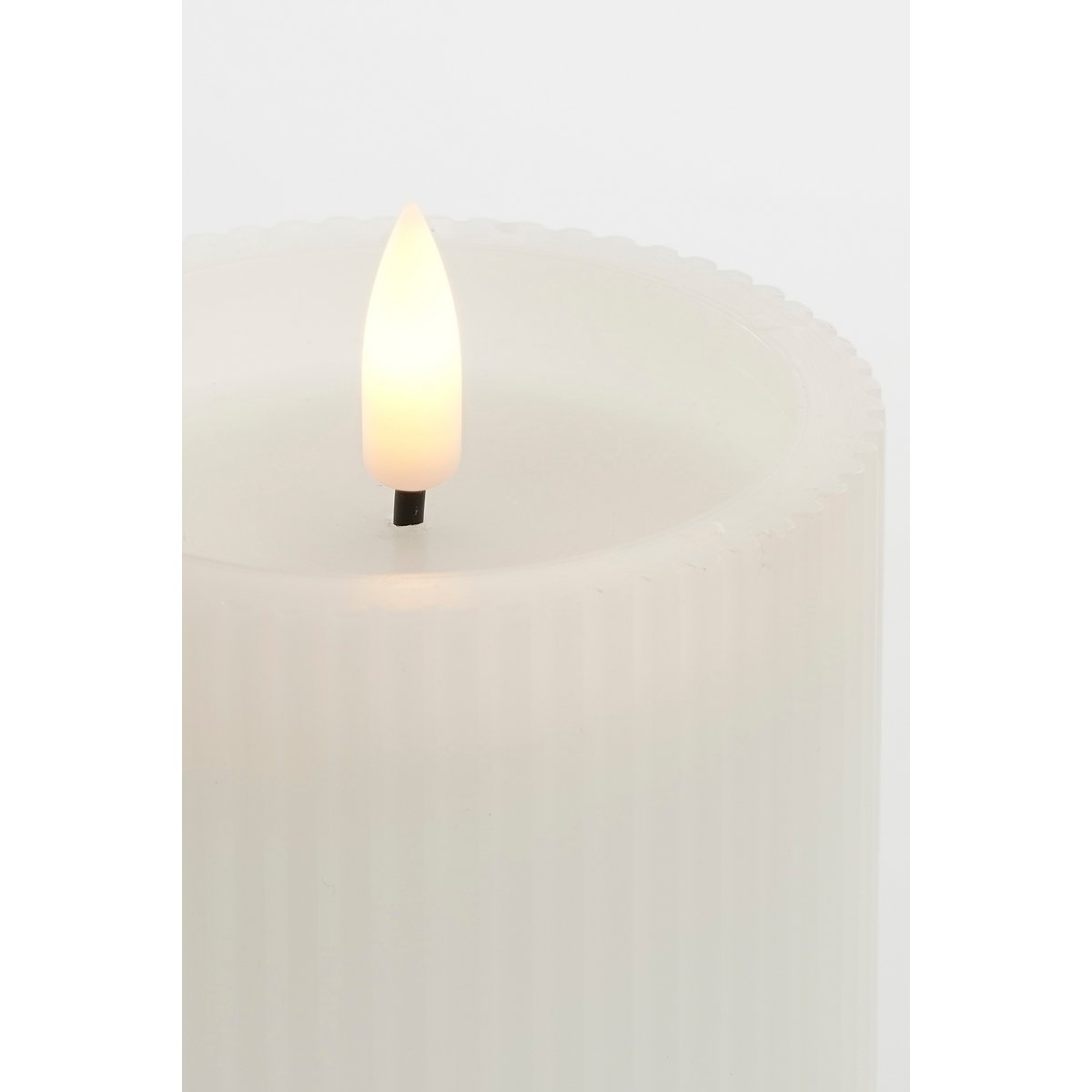 LED Pilaarkaars - Set van 3 - H15 x Ø8 cm - Wax - Wit - Afbeelding 4