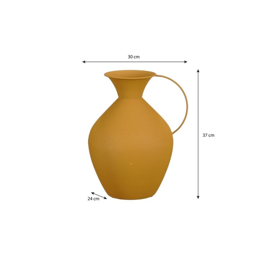 Gyge Vaas - L30 x B24 x H37 cm - Metaal - Geel - Afbeelding 5