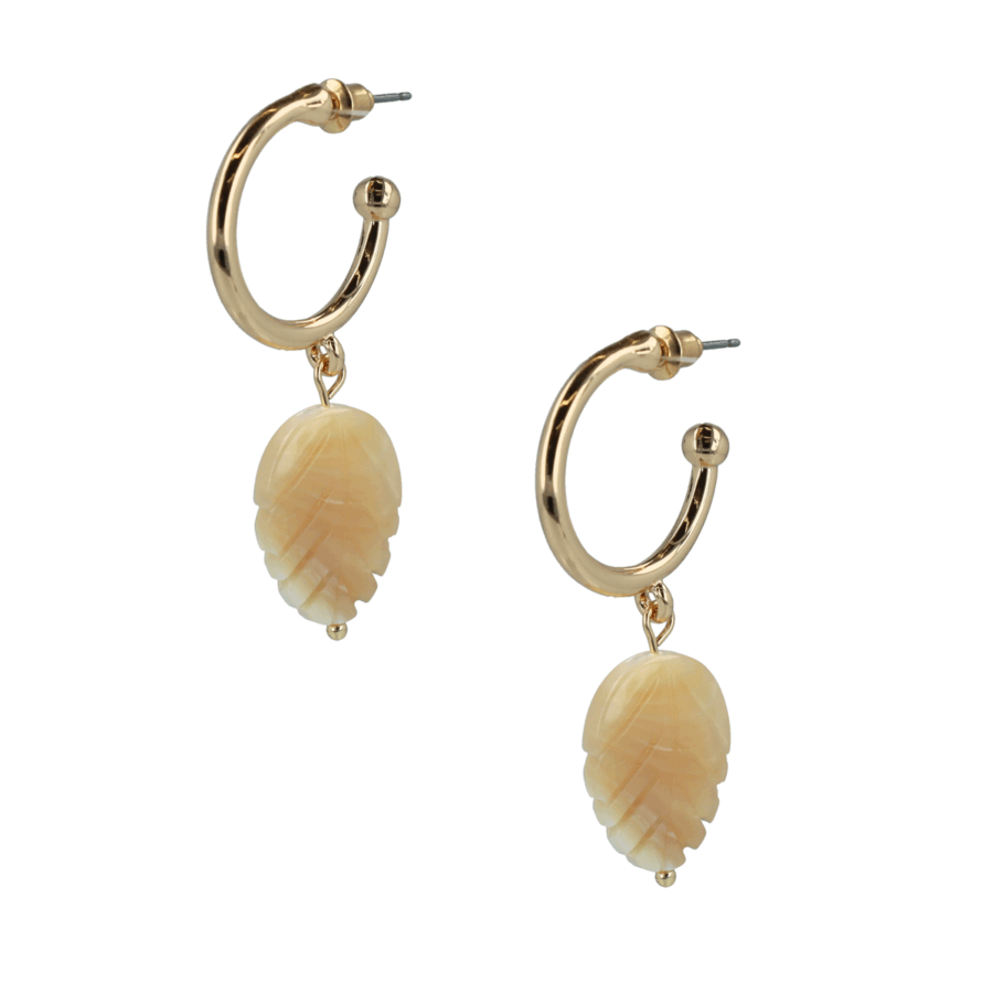 Golden White Leaf Hoops - Afbeelding 3