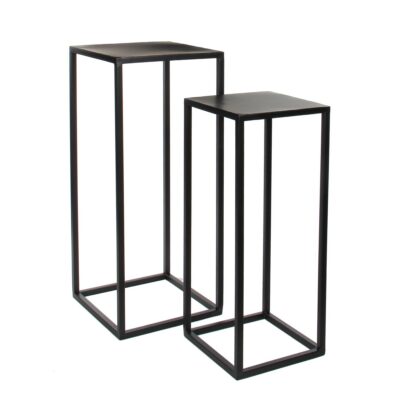 Goa Bijzettafel - Set van 2 - L30 x B30 x H70 cm - Metaal - Zwart
