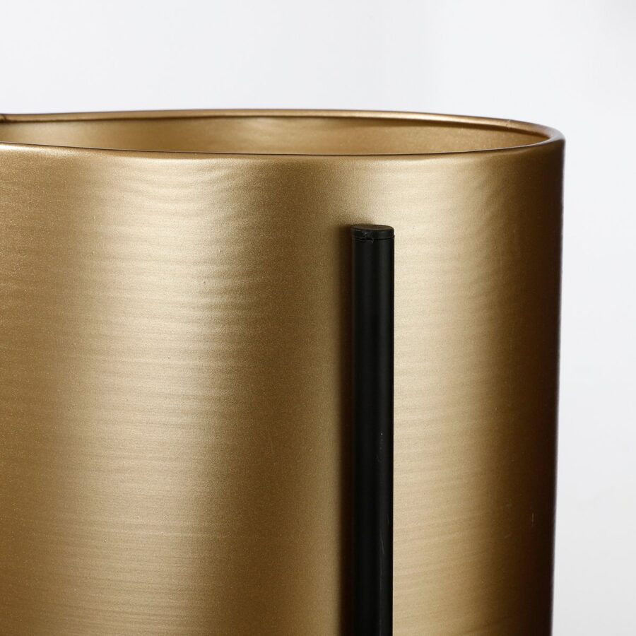 Sverre Bloempot op Standaard - H29 x Ø25 cm - Goud, Zwart - Afbeelding 2