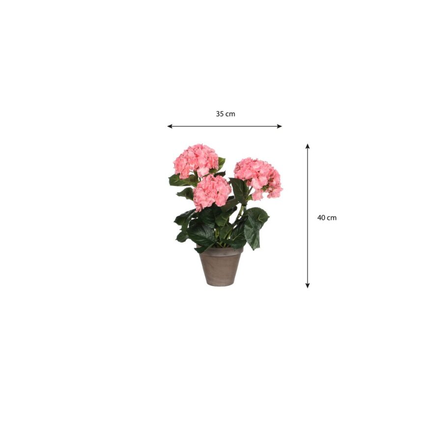 Hortensia Kunstplant in Bloempot Stan - H40 x Ø35 cm - Roze - Afbeelding 5