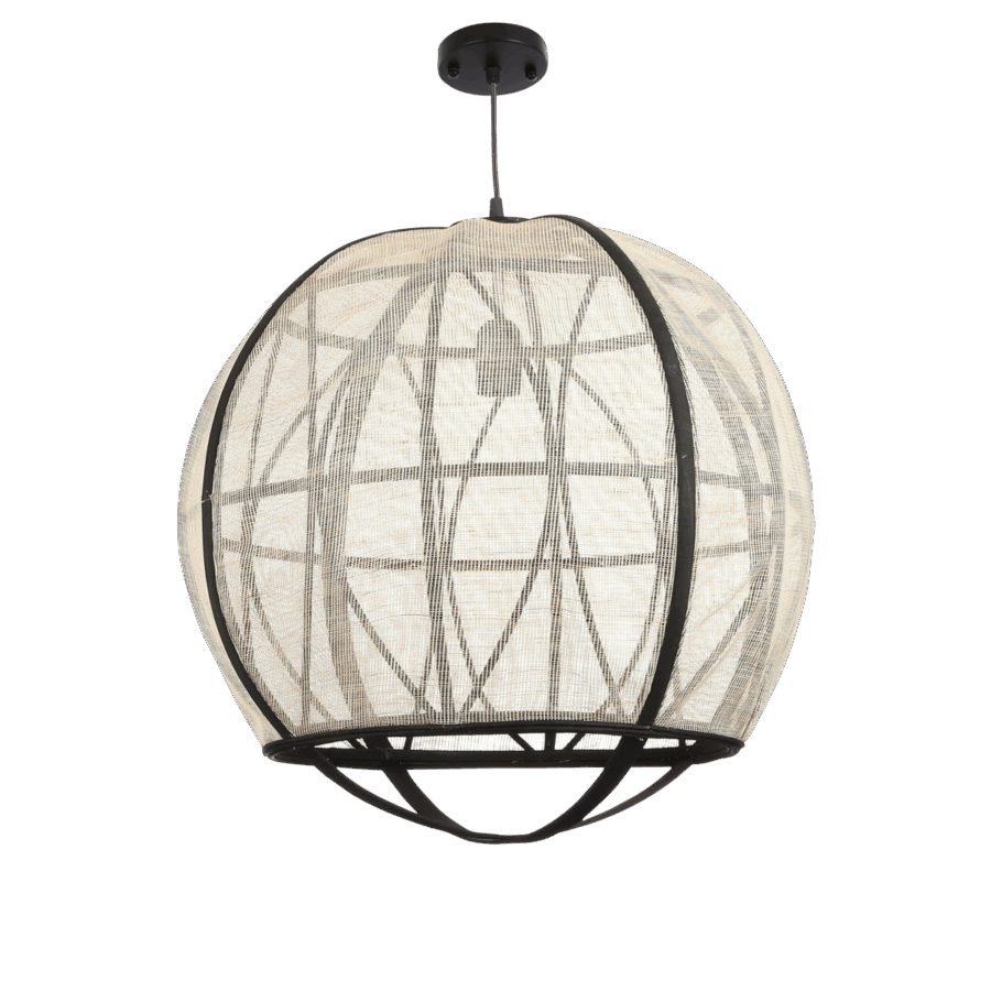 Pella Hanglamp - H50 x Ø51 cm - Linnen - Off-white