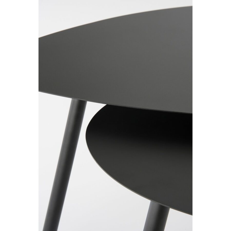 Bijzettafel - Set van 2 - L80 x B60 x H47 cm - Metaal - Zwart - Afbeelding 2