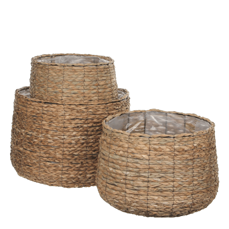 Avalon Plantenmand - Set van 3 - H32 x Ø44 cm - Zeegras - Lichtbruin