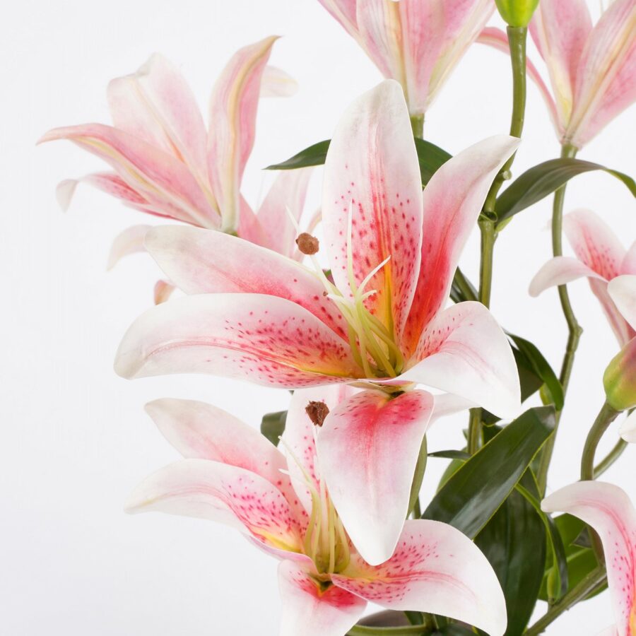 Tijgerlelie Kunstplant in Bloempot Stan - H47 x Ø45 cm - Roze - Afbeelding 2