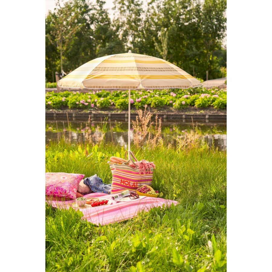 Stripe Strandparasol - H180 x Ø160 cm - Geel - Afbeelding 7