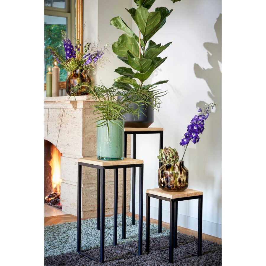 Oskar Plantentafel - L35 x B35 x H81 cm - Hout, Metaal - Zwart - Afbeelding 8
