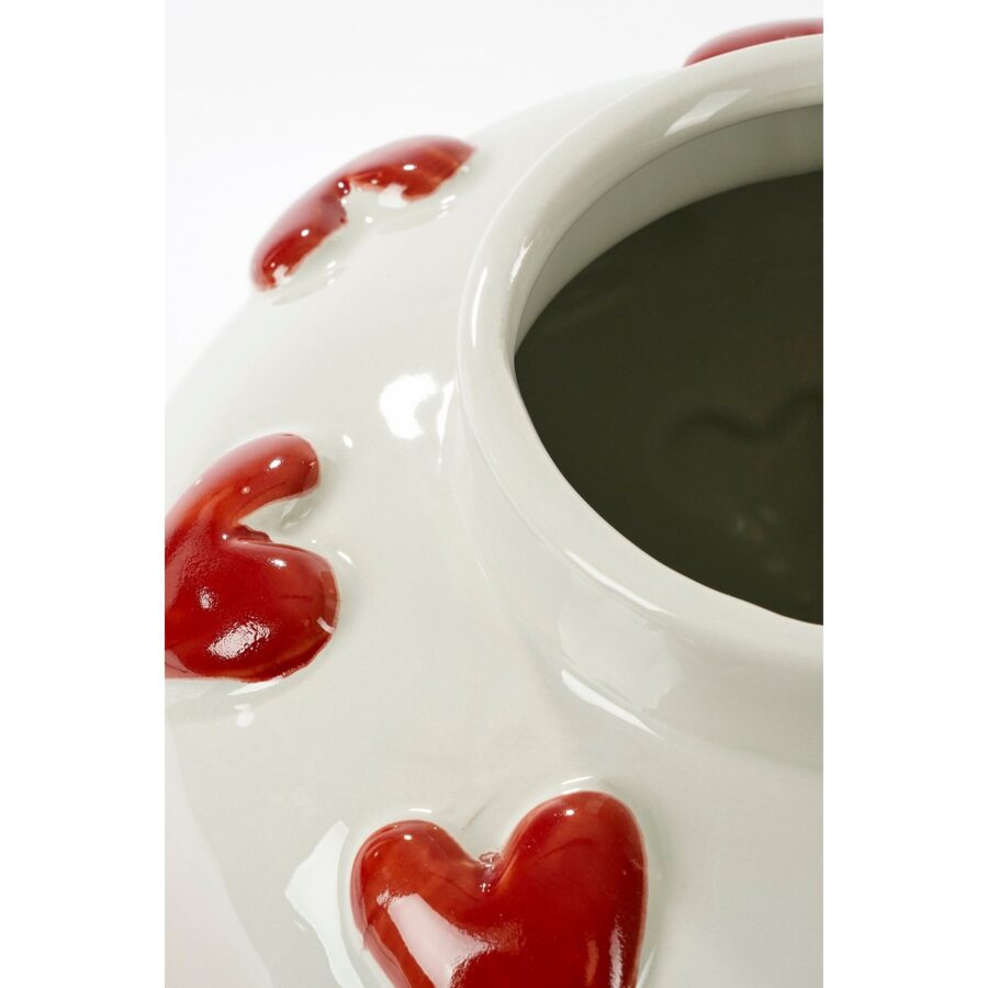 Hearts Vaas - H33 x Ø30 cm - Keramiek - Wit, Rood - Afbeelding 2